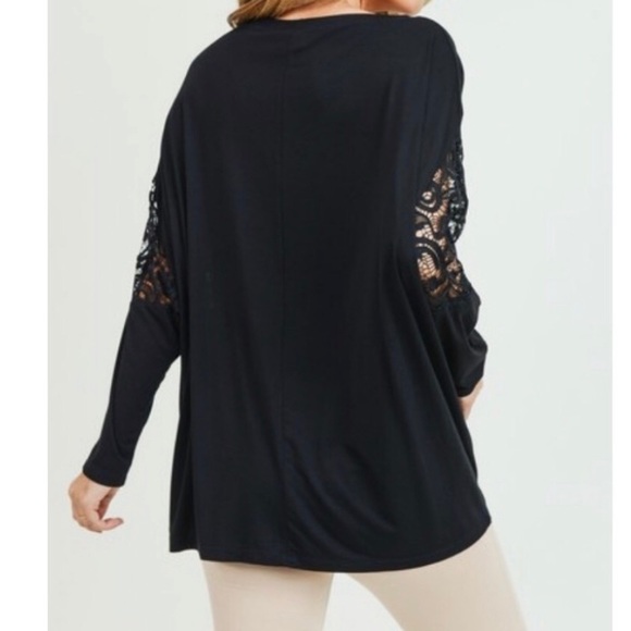 SALE! Lace Dolman Sleeve Black Top - Picture 5 of 6